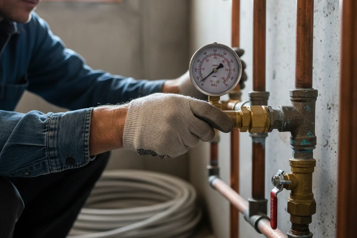 Pressure testing a repaired line during Water Line Repair in Mulino